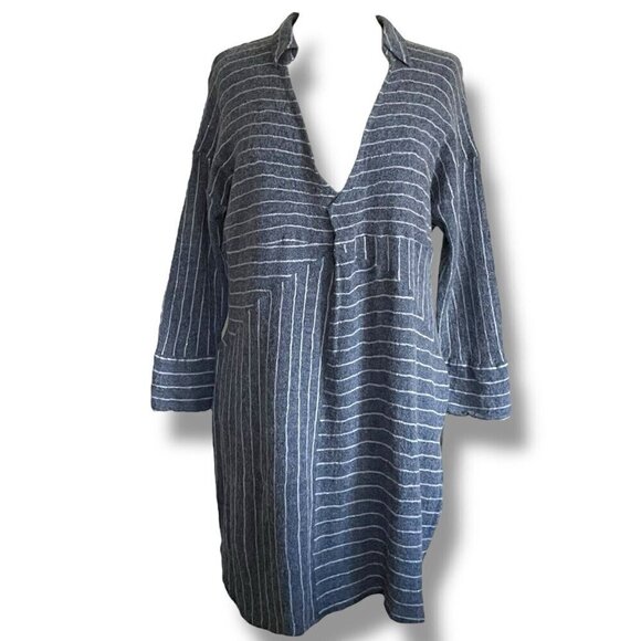 Akemi + Kin Womens Strada Tunic Top Sz Large Blue Stripe Wool Anthropologie - Picture 2 of 8